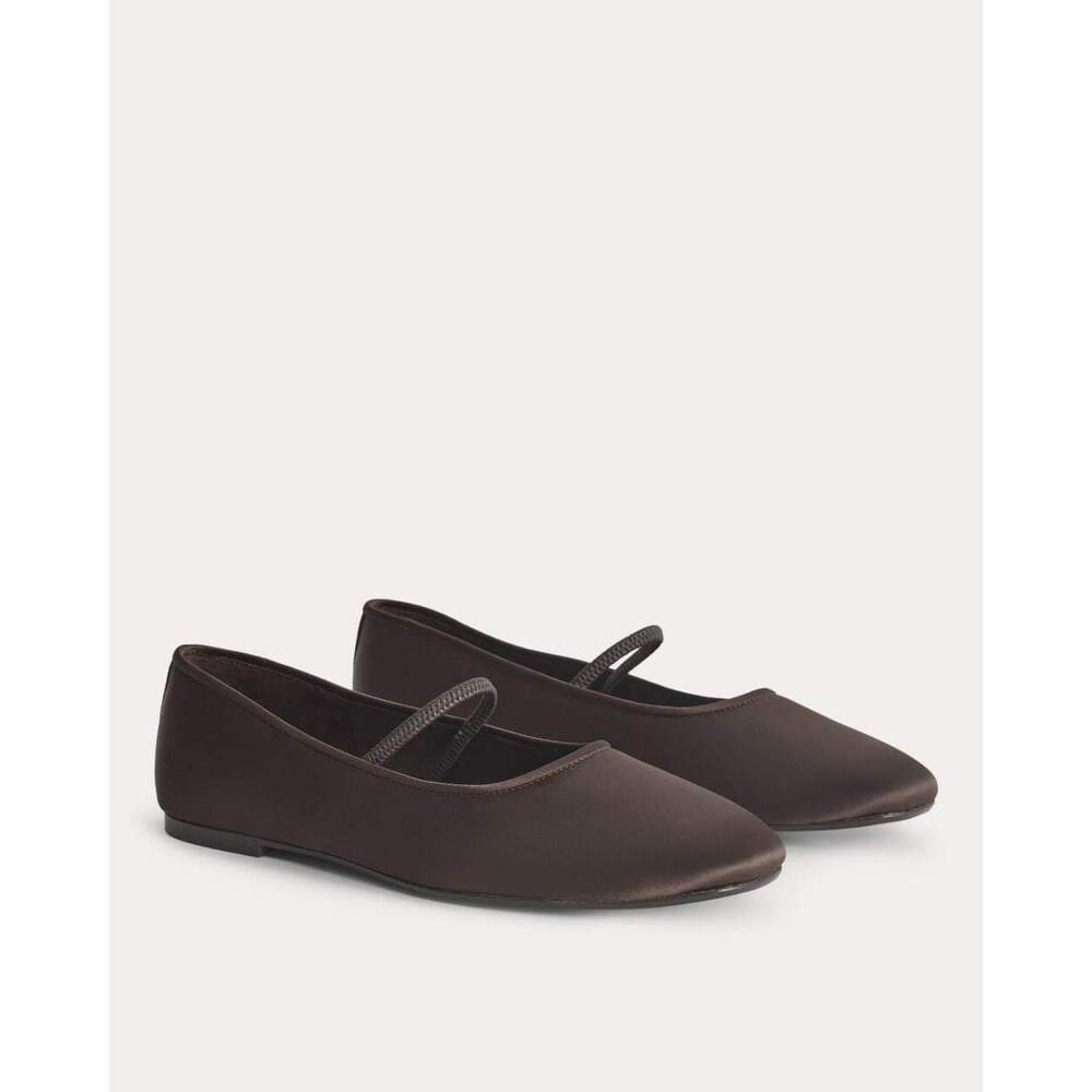 Everlane Day Mary Jane in Deep Brown, Size 9H, Satin